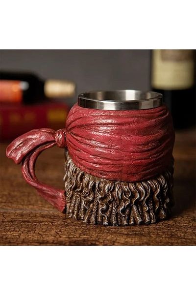 HEPBİMODA Viking 3D Pirate Skull Stainless Steel 500ml Embossed Mug Cup Tea Coffee Mug Cup