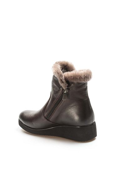 FAST STEP Cizme de damă cu talpă groasă din piele naturală și blană 863kza2053