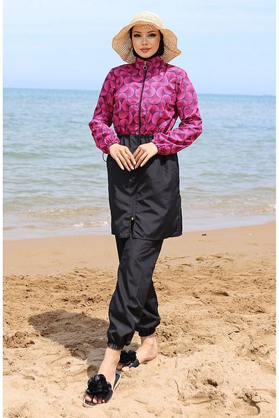 sefamerve Ebrar Beli Elastic Hijab Μαγιό 5039-04 Cherry