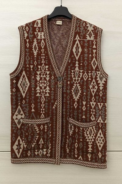 gigigiyim Kilim Patterned Buttoned Pocket Mother Vest