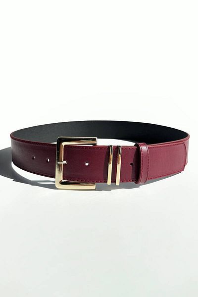 BE BLUE Bordo Gold Bridged Leather Belt