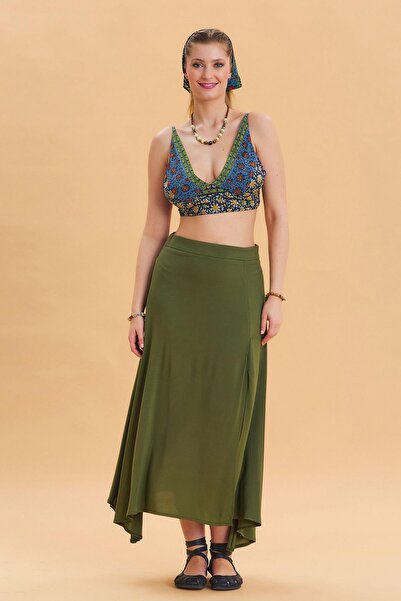 Los banditos Zipper Detailed Slit Asymmetrical Skirt