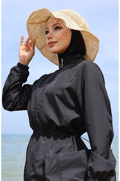 sefamerve Hijab-Badeanzug mit Tasche 5035-02 Schwarz