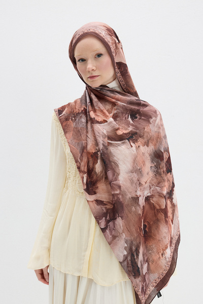 cs camellia scarf Σάλι με σχέδιο Sera - Κανέλα