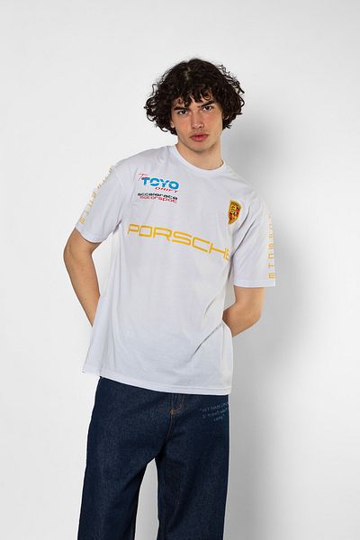 Sekizbiraltı Racing Motorsport Car Printed Oversize Unisex Λευκό μπλουζάκι