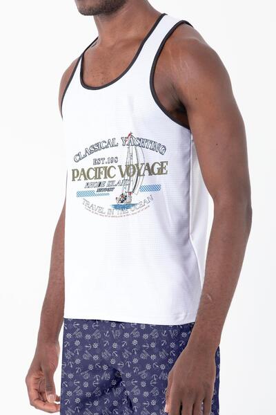 Miami Beach Мъжка плажна тениска с презрамки, дишаща и климатоконтролираща материя с дигитален печат - MB0383