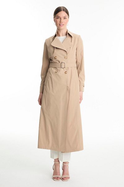Zühre Beige Trench Coat with Jacket Collar Belt 13768