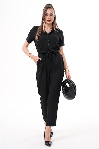 ŞİMAL Women's Collared Buttoned Jumpsuit