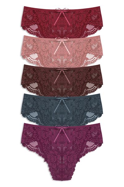 ZENA UNDERWEAR Γυναικεία εσώρουχα 5 τεμαχίων δαντέλα ψηλόμεση