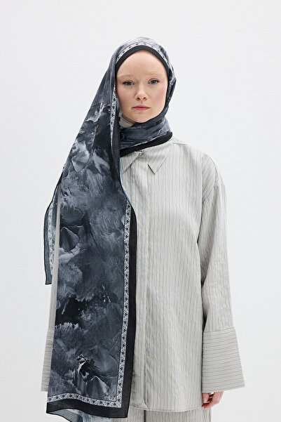 cs camellia scarf Şal cu model Sera - Negru