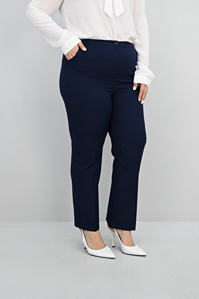 Koza Butik Women's Plus Size High Waist Fabric Pants 0036-25
