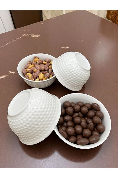 ALCE 4-Piece Ceramic Soup Bowl Compote Snack Bowl Embossed Model
