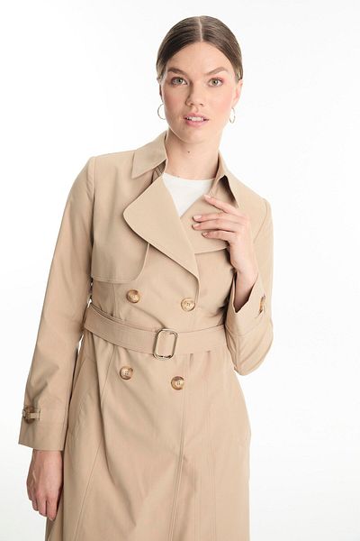 Zühre Beige Trench Coat with Jacket Collar Belt 13768