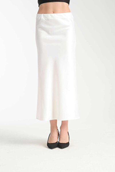 İLKCET MODA Атласна жіноча спідниця міді