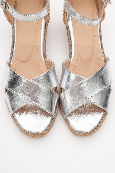 LuviShoes Sandale cu toc cu pană pentru femei MİRİA, argintii, din piele naturală