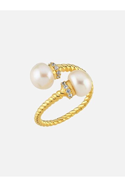 LİNYA JEWELLERY Burgulu Sarmal İnci Yüzük Gold