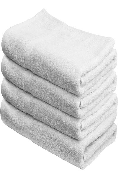 RISHAHOME Cotton, 4- Piece White Bath Towel Set 70x140 cm, Classic Collection