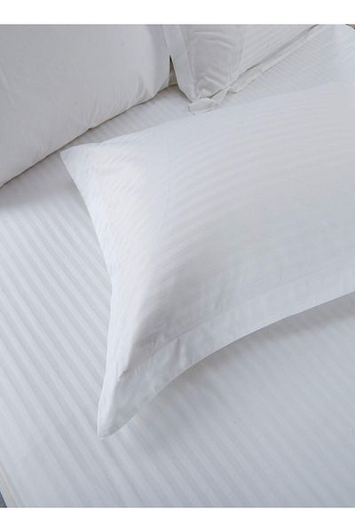RISHAHOME Set of 2 Luxurious Pillowcases – 100% Cotton 400 TC, Oxford Edge, 50x75+5 cm, Stripe