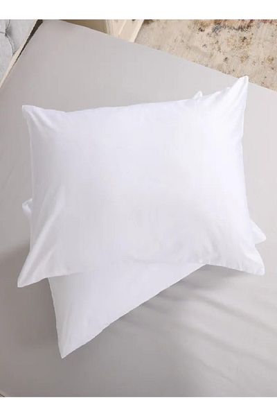 RISHAHOME Hotel Standard Pillowcase Set of 2 – 100% Pure Cotton 200 TC, 50x75+10 cm, White