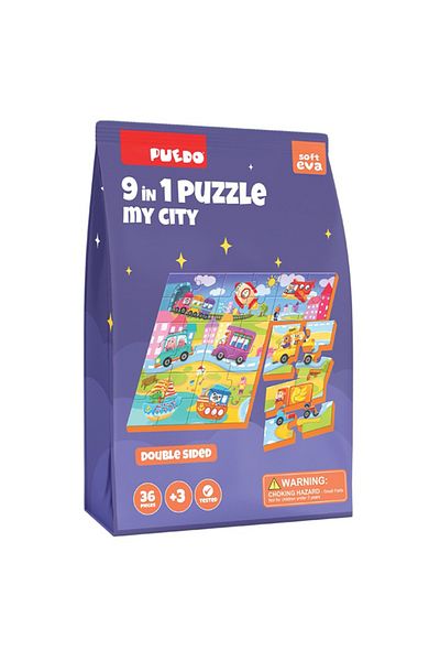 PUEDO 36 Piece 9in1 Double Sided Puzzle - My City