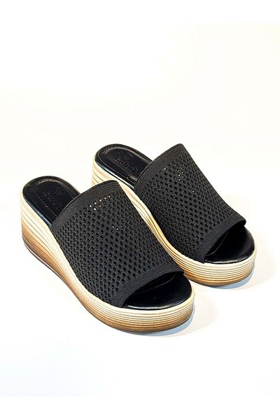 bulutmod Ba04482 Papuci negri pentru femei, cu toc moale, cu toc de 7 cm - 38