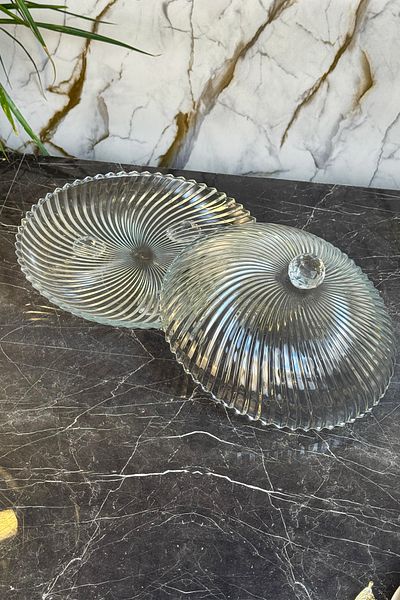 MAY HOME Crystal Footed Cake Jar Plate & Glass Cake Pastry Food Presentation