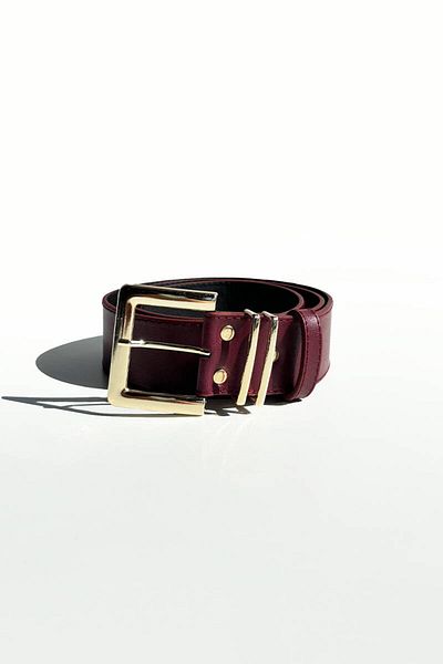 BE BLUE Bordo Gold Bridged Leather Belt