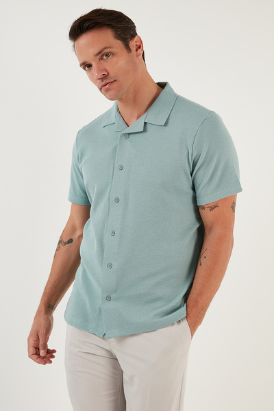 Buratti Cotton Regular Fit Short Sleeve 2'Li Package Shirt Men's Shirt 5902640S2