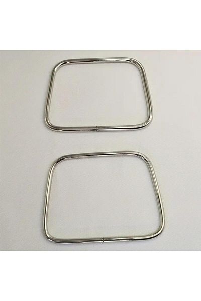 OZN AKSESUAR Quadrilateral Bag Handle, Metal Purse Handle, Metal Handle, Knitting Bag Handle (Pair) Silver