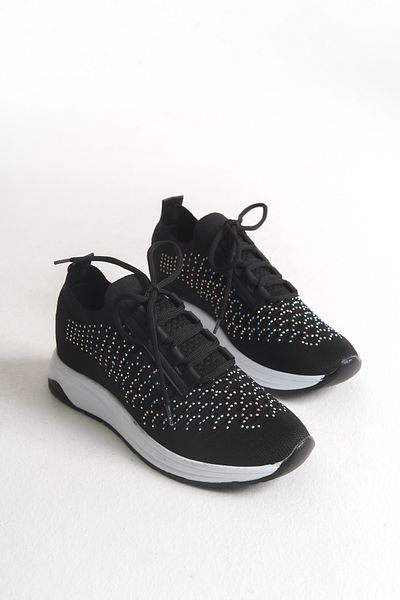 Solo Bag Unisex Knitwear Stoned Daily Breathable Orthopedic Sole Lightweight Lace-Up Sports Walking Shoes