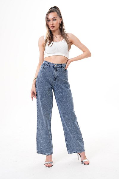 ŞİMAL Pantaloni de denim cu detalii de piatră pentru femei 250449 -