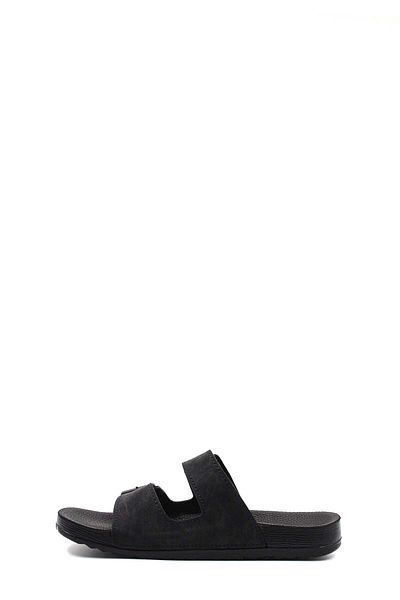 FAST STEP Παντόφλες Unisex Μαύρες Ανατομικές Σόλα Διπλές Ζώνες Καθημερινές Άνετες Παντόφλες Εξωτερικού Σπιτιού 001mahawaı