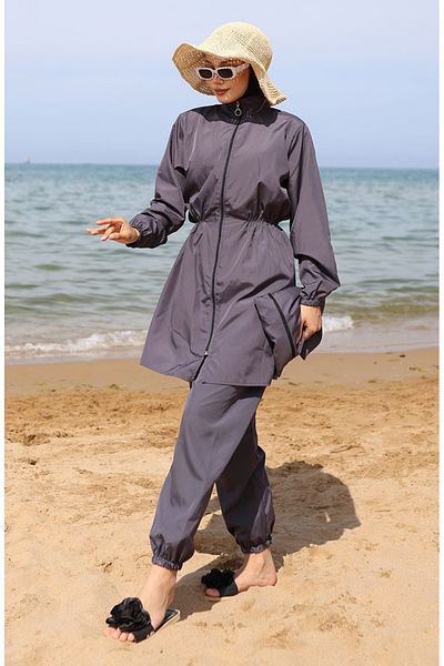 sefamerve Hijab-Badeanzug mit Tasche 2038-03 Anthrazit