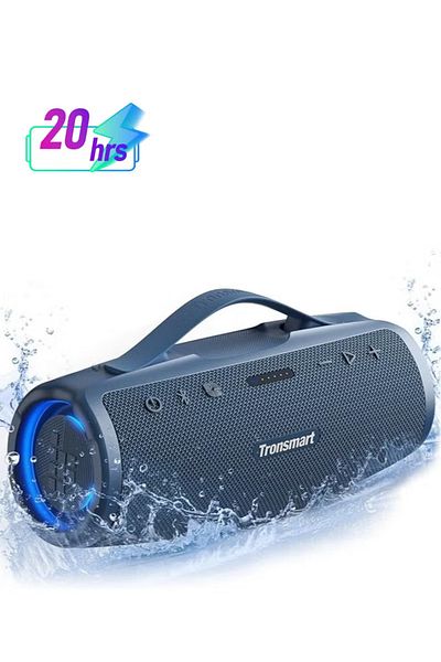 Tronsmart مكبر صوت محمول بتقنية البلوتوث من ترونسمارت ميرتون S100، 50 واط، صوت جهير قوي، مدة تشغيل تصل إلى 20 ساعة، مقاوم للماء بمستوى IPX7 - أزرق