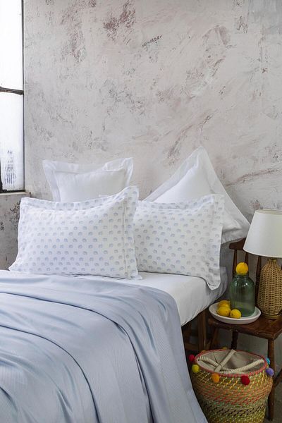 Apricitas HOME Set dublu din piqué de bambus Olive Blue - Set piqué