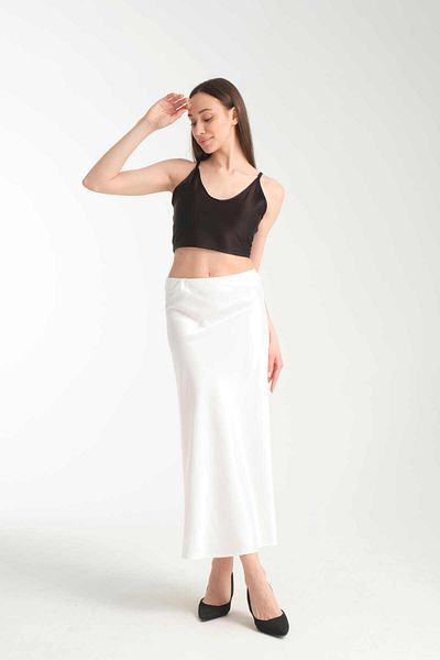 İLKCET MODA Σατέν Μίντι Γυναικεία Φούστα
