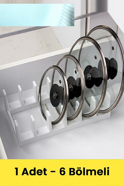 Fevito Multi-Purpose Plate Pan Pot Lid Organizer – Plastic Drawer & Cabinet Organizer (White)