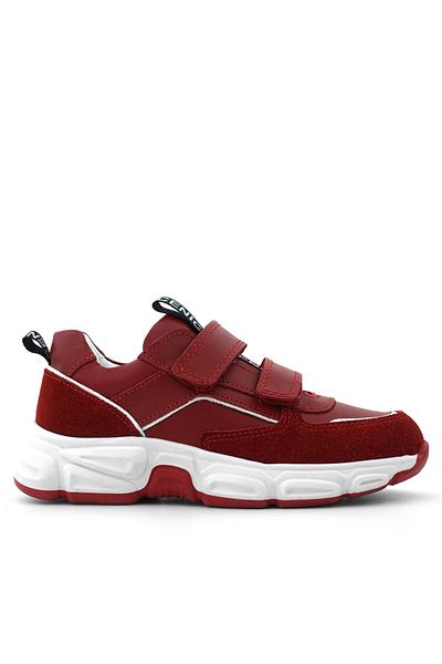 hapshoe Genuine Leather Red Double Velcro Girls' Sports Shoes
