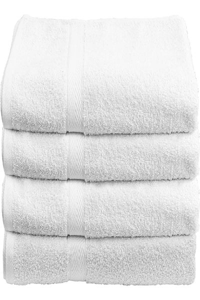 RISHAHOME Cotton, 4- Piece White Bath Towel Set 70x140 cm, Classic Collection