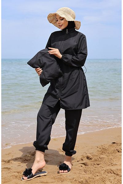 sefamerve Hijab-Badeanzug mit Tasche 5035-02 Schwarz