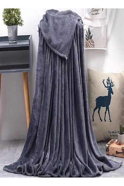 RISHAHOME King Size Flannel Fleece Blanket – Grey, 200x230cm, Soft, All-Season, Lightweight