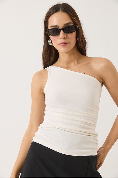 Bianco Lucci Damen-Bluse aus dehnbarer Viskose mit drapiertem Detail und einer Schulterpartie mit weichem Touch 4013 60284028