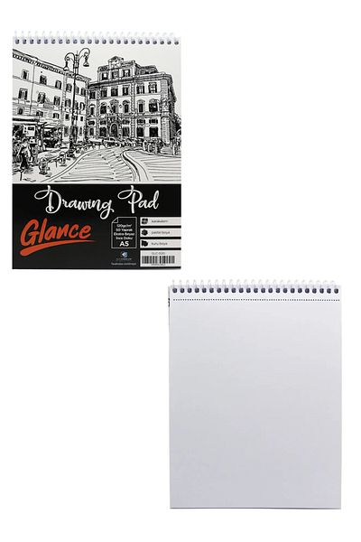 GLANCE Sketchbook A5 120 Gr 50 Yp Skin Tones Crayons 12 Color Pockets Black Pen Holder Set of 24 Compartments
