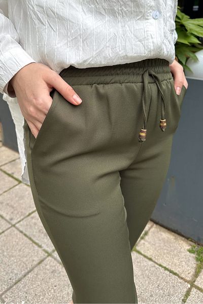 ANONİM STORE Elastic Waist Pencil Pants - Khaki