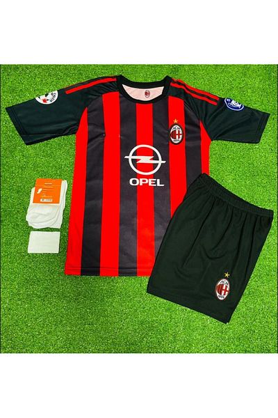 MONTENERO Legendary milan retro merchandise kids jersey 4-piece set