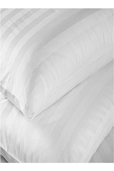 RISHAHOME Hotel Standard 2-Piece Pillowcase Set – Polyester, 50x75 cm, White with Stripe