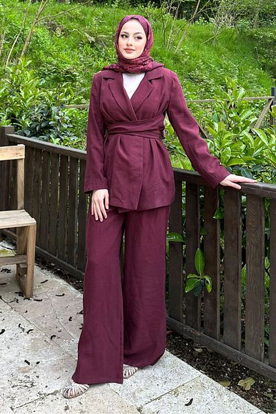 Ovn. Amara Waist Tie Suit - Plum