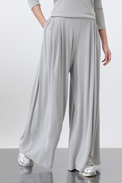 Soul Women's Basic Elastic Waist Loose Trousers -32238Pnt - Gray