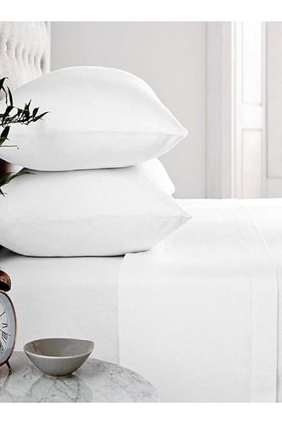 RISHAHOME Hotel Standard Pillowcase Set of 2 – 100% Pure Cotton 200 TC, 50x75+10 cm, White