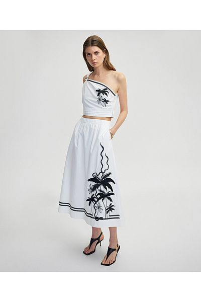 İpekyol Contrast Embroidery Midi Skirt